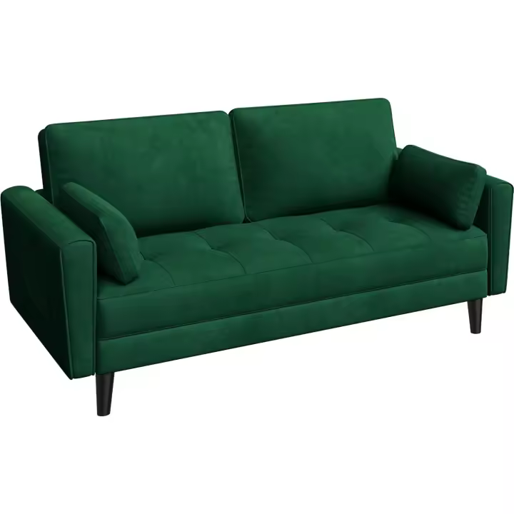Sofá de 2 plazas tapizado en tela con respaldo para sala de estar con 2 cojines de 170x74 cm, diseño moderno. - 1