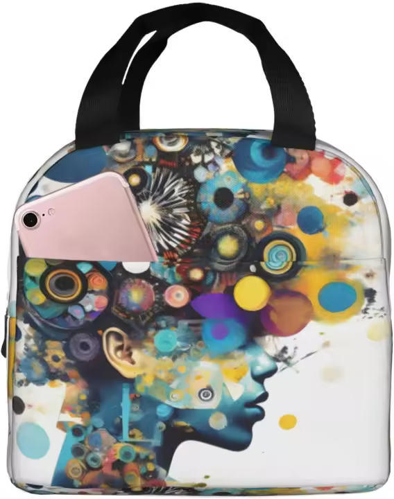 Bolsa de almuerzo con estampado de cerebro de inteligencia Artificial, fiambrera con aislamiento reutilizable, ideal para uso diario - 1