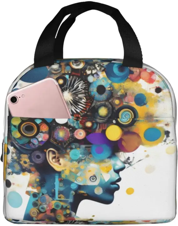 Bolsa de almuerzo con estampado de cerebro de inteligencia Artificial, fiambrera con aislamiento reutilizable, ideal para uso diario - 1