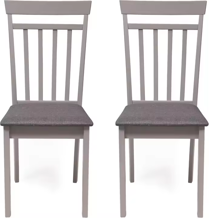 Sillas de Comedor Modernas y Sencillas Estructura de Madera Lacada Asiento de Tela Cubierto Gris - 1
