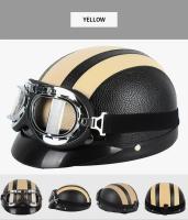 Casco de seguridad unisex para motociclismo, gafas eléctricas retro para moto, casco medio de moda, cuero PU - details 6