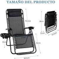 Tumbonas Plegables,Tumbonas Jardin Exterior Silla de Playa con Portavasos y Reposacabezas,Silla de Playa Ajustable para Jardín,Playa,Piscina,Terraza,Carga de 150 KG - details 2