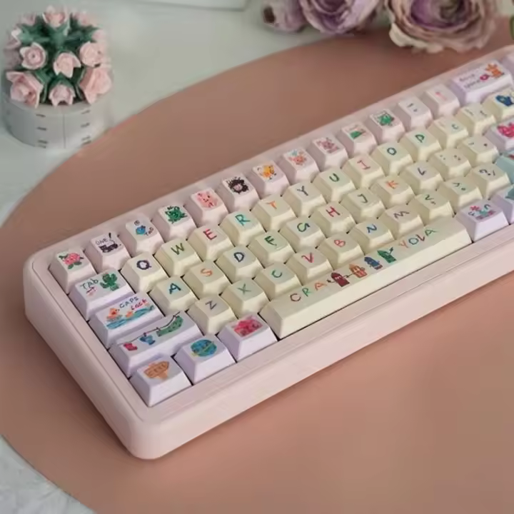 Conjunto temático divertido para niños PBT Cherry MDA 143 teclas, teclas originales personalizadas hechas a mano para accesorios de teclado Nical - 1