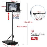 Canasta de Baloncesto Portátil Ajustable en Altura 184,5-214cm Ideal para Niños de 4 a 10 Años - details 1