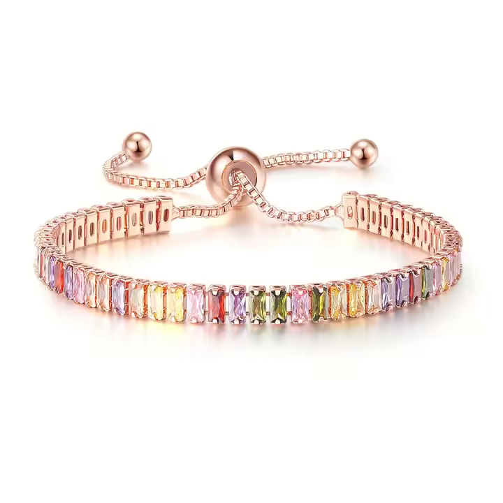 Pulsera de tenis de circonitas de colores con panel de cristal portátil - 1