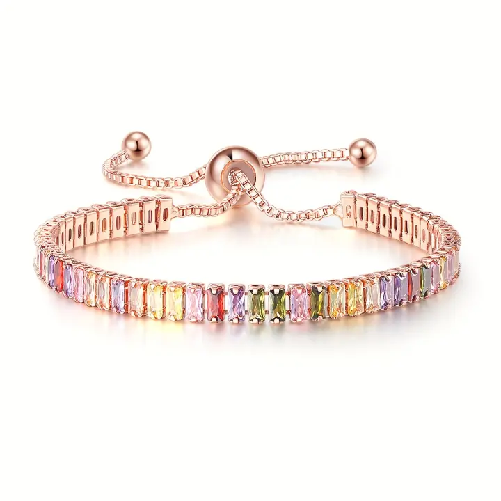 Pulsera de tenis de circonitas de colores con panel de cristal portátil - 1