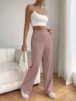 Pantalones de cintura alta holgada pierna ancha sensación de caída versátil casual pantalones rectos - details 3
