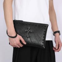 Bolso de mano de cuero PU suave a la moda para hombre, bolso duradero de alta calidad, bolso de mano con diseño de retales informal - details 2