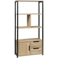 Estantería de Libros de Madera Transparente de 4 Baldos Estante Industrial de Escalera con Armario y Cajones 58x24x120cm Roble Claro - details 4