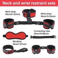 Juego de Lazos de BDSM Leten Collar de Pulsera de Cadena Trasera Ajustable con Blindfold y Manos Atadas - details 17