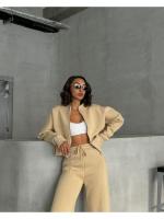 2025 Conjunto de dos piezas de primavera y otoño para mujer Chaqueta holgada informal con cremallera Moda versátil - details 11