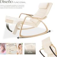 Silla Mecedora Ergonómica, Reposapiés Ajustable en 5 Posiciones, Cojín con Cierre, Almohadillas Antideslizantes, Estructura Robusta, Sillón de Lectura, Muebles de Salón - details 3