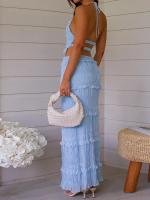 Conjunto a juego de faldas plisadas con chaleco y cuello redondo liso, traje de retazos sin mangas para primavera y verano para mujer, trajes de mujer con cintura elástica 2025 - details 21