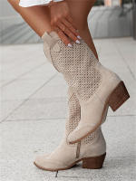 Nuevo producto botines de mujer de gamuza quemada con tacón medio y caña baja estilo marina - details 2