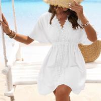 Vestido Cubrebikini Elegante Estilo Boho Chic con Escote en V, Mangas Volantes y Tejido Suave - details 24