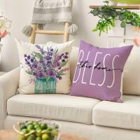Juego de 4 fundas de lino de lavanda morada, para Granja, Color sólido para Sala de estar y sofá - details 2