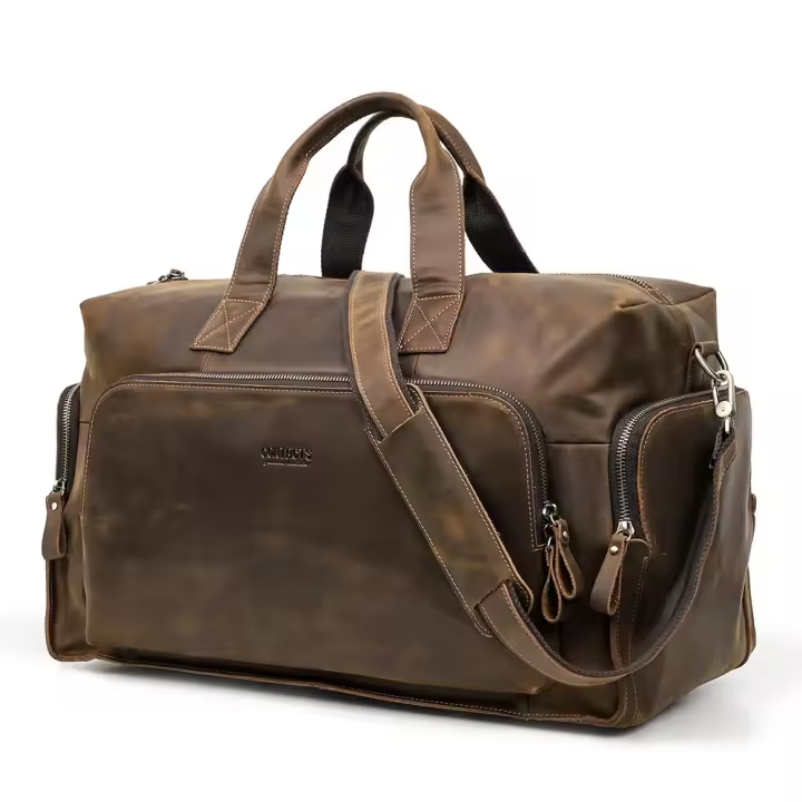 CONTACT'S-Bolsa de equipaje Vintage de cuero genuino para hombre, bolso de viaje de negocios, bolso de hombro de gran capacidad - 1