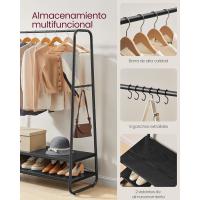 Recibidor con 2 Estantes, 6 Ganchos en Forma de S, Marco de Acero, para el Dormitorio, Marrón Rústico y Negro Mate RGR112B01 - details 17