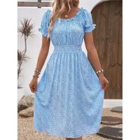 Vestido floral de cielo estrellado de moda casual elegante con cuello redondo 2025 - details 4