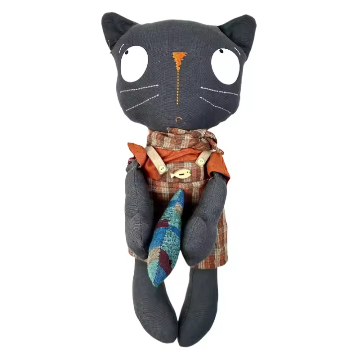 Juguetes de peluche de gato hechos a mano, lindos juguetes de peluche de animales, tela de algodón suave, respetuosos con el medio ambiente, longitud 13,78, regalo perfecto para niños y coleccionistas, lindos gatos y accesorios-H - 1