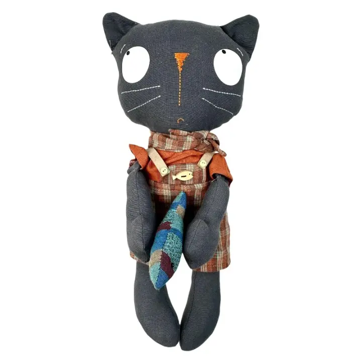 Juguetes de peluche de gato hechos a mano, lindos juguetes de peluche de animales, tela de algodón suave, respetuosos con el medio ambiente, longitud 13,78, regalo perfecto para niños y coleccionistas, lindos gatos y accesorios-H - 1