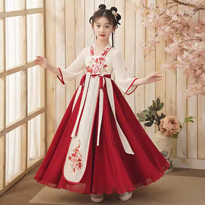 Disfraz súper inmortal para niñas Hanfu chino Tang, vestido de elemento Han, primavera y otoño, verano antiguo para niñas pequeñas - 1