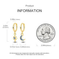 Aro de plata para mujer, pendientes de luna y estrella en oro amarillo, regalos de joyería - details 1