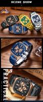 Reloj de Cuarzo de Dial Cuadrado para Hombres Resistente al Agua Multifuncional con Correa de Acero Inoxidable Regalo Audaz para Novio - details 11