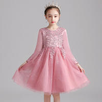 Vestido de noche para niñas con falda abullonada de malla con bordado de estilo nuevo para niños - details 39