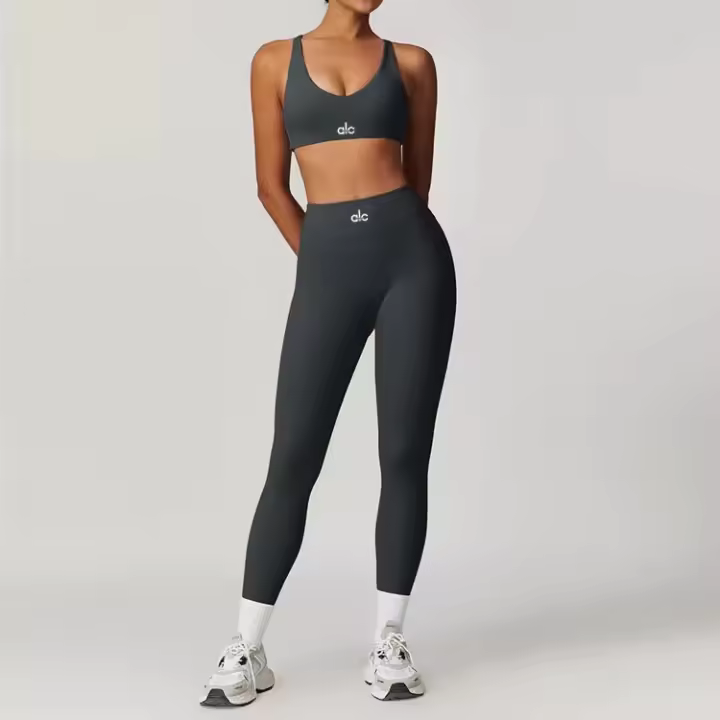 ALO yoga set con cojín sujetador chaleco ajuste desnudo sensación de elevación de cadera media running pantalones de fitness - 1