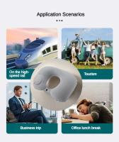 Almohada inflable de compresión en forma de U con protección para el cuello portátil para coche, siesta al aire libre, Camping, almohada de avión de PVC flocado para viajes - details 8
