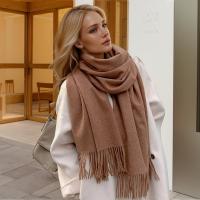 Bufanda de Cachemira de Color liso para mujer, chales gruesos y cálidos de Pashmina con borlas, manta femenina, Hijab, 2024 - details 15