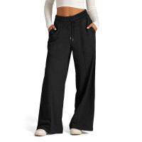 High Waisted Wide Leg Sweatpants Para Mujer Pantalones De Yoga Casuales Jogger De Cintura Baja Estilo Casual Cotton Ankle-Length - details 10