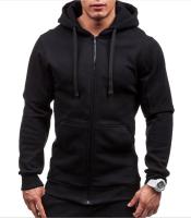 Sudadera con Capucha de Cierre Cremallera Cardigan de Color Sólido para Hombres - details 5