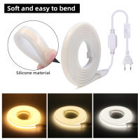 Tira de luces LED COB de neón, cinta de diodo impermeable con interruptor, enchufe de alimentación de la UE, CA de 220V, 288LED/m, FOB de alta densidad, RA90 - details 10