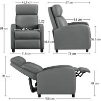 Sillón de Masaje Silla Relax Butaca Sofá Ajustable de Relajación con Función Reclinable para Sala de Estar y Dormitotio Gris - details 11