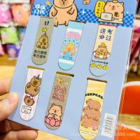 Marcapáginas magnético de dibujos animados Capybara, marcadores magnéticos bonitos, Clips de página, marcapáginas para estudiantes, regalo de lectura de oficina, 6 piezas por juego - details 3