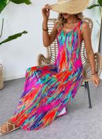 Vestido chaleco adelgazante con abertura sin mangas estampado a la moda de verano 2025 para mujer - details 2
