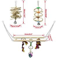 7 piezas loro colgante jaula de loro accesorios Juguetes Para loros juguetes masticables pájaro Columpio de morder puente de madera 17 - details 0