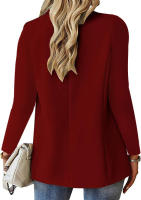 Chaqueta de traje pequeña de manga larga para mujer, Color sólido, otoño - details 7