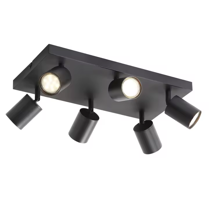 CBJKTX Plafón 6 focos GU10 negro regulable 330 °   Lámpara de pared industrial moderna para sala de estar, dormitorio, cocina. - 1