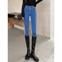 Pantalones vaqueros ajustados elásticos para mujer, pantalones vaqueros Vintage de gran tamaño de 100kg de cintura alta, moda coreana informal para primavera y otoño - details 5