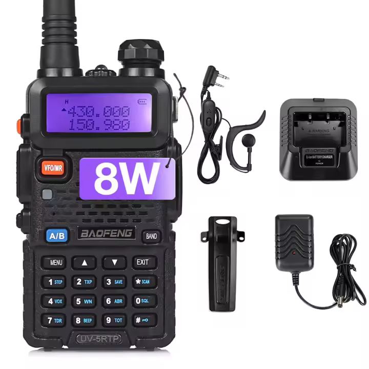 Baofeng-Radio bidireccional de doble banda UV-5RTP, versión de alta potencia de 8W, Radio Ham portátil con auricular - 1