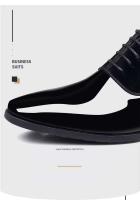 Nuevos zapatos británicos versátiles de talla grande para negocios formales cruzados con puntas brillantes de cuero para hombre - details 7