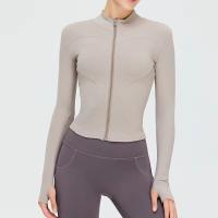 Top de Yoga de manga larga para mujer, chaqueta deportiva ajustada con cuello levantado para entrenamiento para correr, chaqueta deportiva para exteriores - details 11