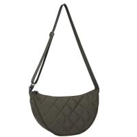 Bolso cruzado portátil a cuadros de Color sólido, correa ajustable acolchada, bolso de media luna, bolso de hombro de nailon acolchado que combina con todo, diario - details 10