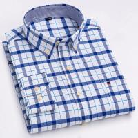 Camisa 100% de algodón para hombre, camisa Oxford informal a cuadros de manga larga con estampado de Color sólido, camisa de vestir Formal de ajuste Regular de gran tamaño 7XL 6XL 5XL - details 10