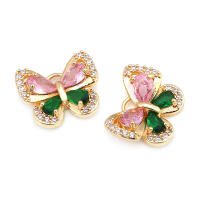 4 Uds. Colgantes de mariposa de latón y circonita de Color dorado de 18K, suministros para hacer joyas, collar, pendientes, accesorios para mujer - details 0