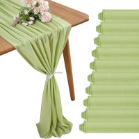 Camino de mesa de gasa verde salvia, decoración de mesa de comedor de Hotel, fiesta de boda, ducha nupcial, Baby Shower - details 0