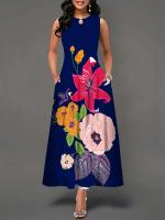 Women's Boho Long Dress Elegant Sleeveless Floral Print Casual Beach Party Summer Dress - details 17